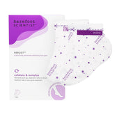 Barefoot Scientist Reboot bottle with booties signals a gentle, beginner-friendly foot peel.