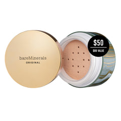 BareMinerals Deluxe Original Loose Foundation SPF 15 holiday packaging highlighting limited edition value.