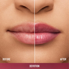 bareMinerals Devotion lips sheer color close-up highlighting soft, hydrated lips.