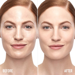 bareMinerals Mineral Veil brush-application demonstrates easy, even setting across the T-zone.
