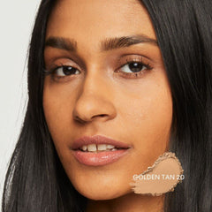 bareMinerals Original Loose Powder Foundation SPF15 Golden Tan 20 swatch-on-cheek for even-tone effect