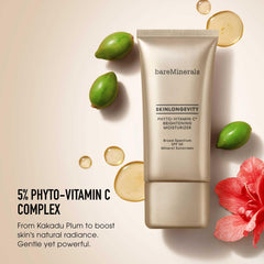 bareMinerals Skinlongevity Phyto-Vitamin C neck cream focus emphasizes face-to-neck care.