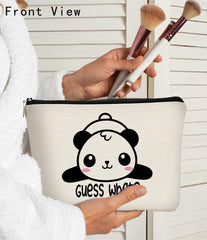 BARPERY double-layer fabric panda makeup bag highlights durability for cosmetics.