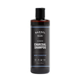 Barrel & Oak mint eucalyptus charcoal shampoo bottle offers a refreshing cleanser for daily grooming.
