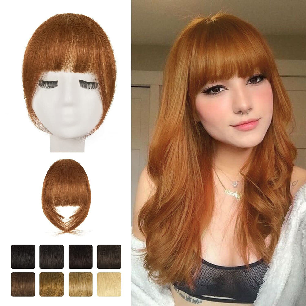 BARSDAR real human hair clip-in bangs auburn fringe for natural, seamless transformation.