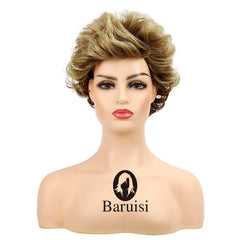 Baruisi short fluffy brown wig detailed curls for versatile styling options