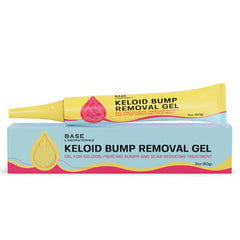 BASE LABORATORIES Keloid Bump Removal Gel jar demonstrates soothing formula for piercing bumps and scars.