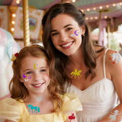 BASIFA stencil collection features princess and rainbow designs for quick, adorable tattoos.