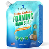 Bastion Pina Colada foaming refill 32oz pouch promoting convenient bulk refills and plastic savings