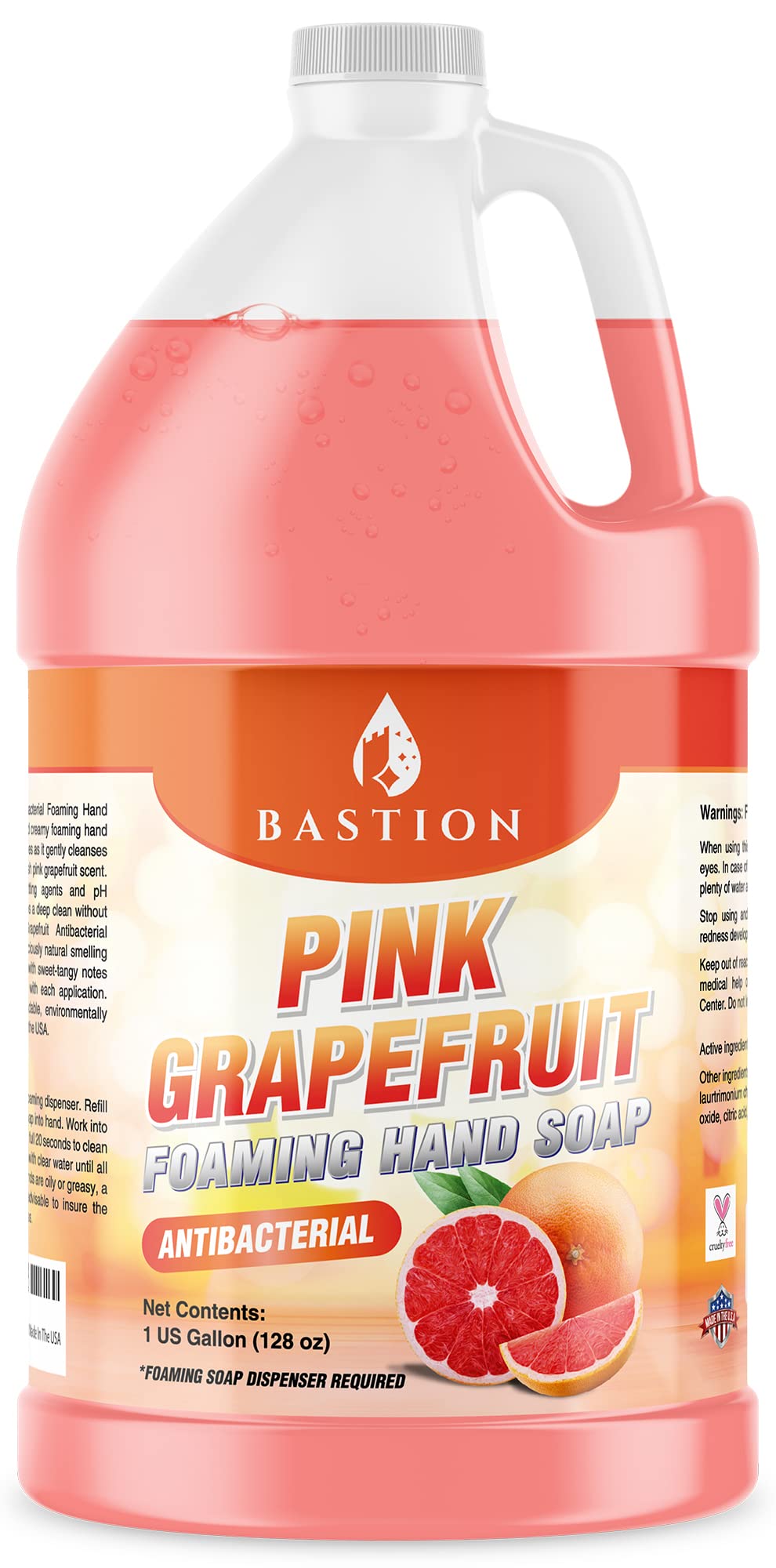 Bastion Pink Grapefruit Foaming Hand Soap bottle shows luxurious cleansing and refreshing scent.