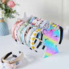 Basumee headband display assembly showing easy setup and space-saving design