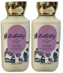 Bath & Body Works Butterfly Body Lotion label detail highlights raspberry nectar and iris petals fragrance.