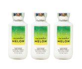 Bath & Body Works Cucumber Melon lotion bottle pour highlighting long-lasting hydration