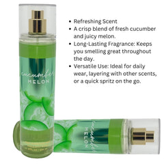 Bath and Body Works cucumber melon fragrance mist splash label emphasizes trusted brand and fragrance notes