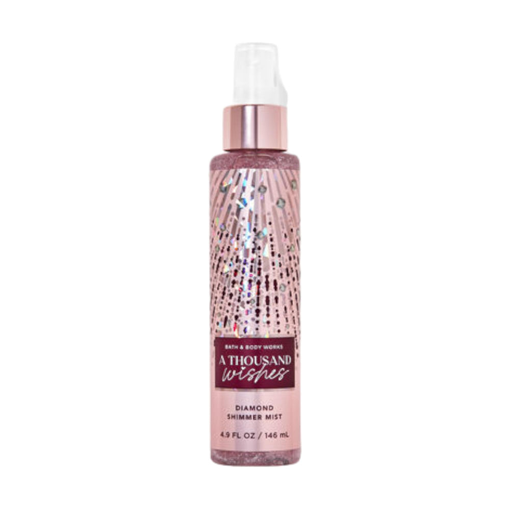 Bath & Body Works Diamond Shimmer Mist bottle shows radiant shimmer and lasting scent