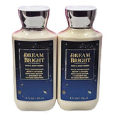 Bath & Body Works Dream Bright lotion set packaging shows two 8oz bottles for all-day moisture.