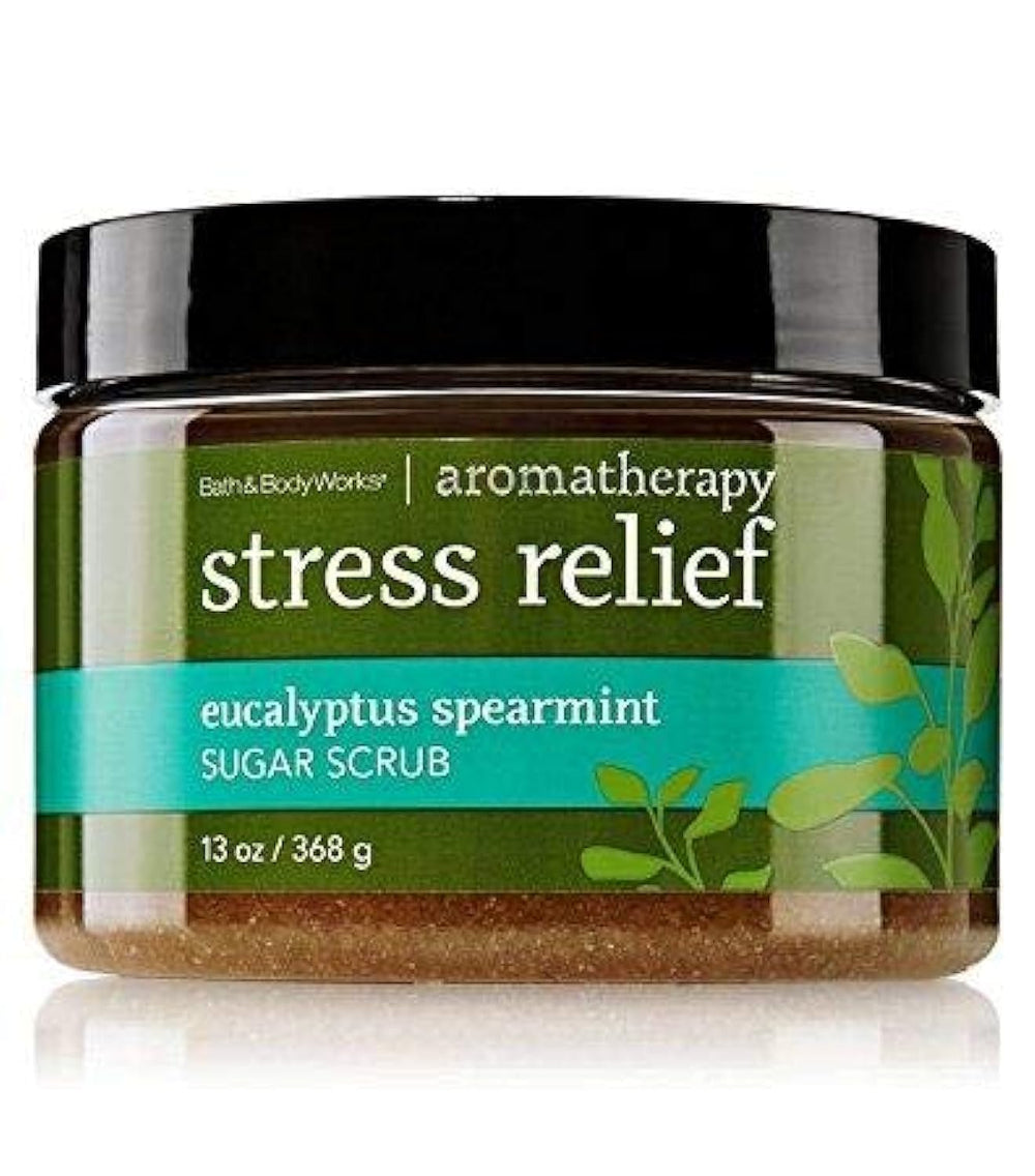 Bath & Body Works Eucalyptus Spearmint Scrub jar offers gentle exfoliation and hydration.