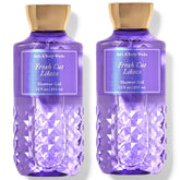 Bath and Body Works Fresh Cut Lilacs shower gel bottle 10oz pour highlights lilac notes.