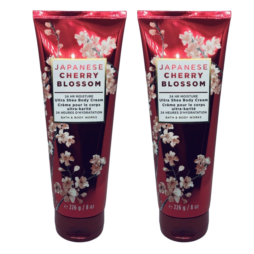 Bath and Body Works Japanese Cherry Blossom body cream duo front view for soft, hydrated skin