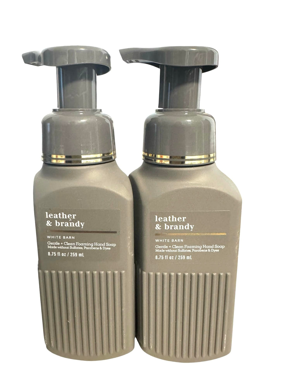 Bath & Body Works Leather & Brandy hand soap bottle front with luxurious foam for clean, softly scented hands