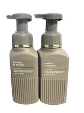 Bath & Body Works Leather & Brandy hand soap bottle front with luxurious foam for clean, softly scented hands