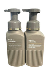 Bath & Body Works Leather & Brandy hand soap bottle front with luxurious foam for clean, softly scented hands