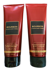 Bath & Body Works Men's Bourbon Ultimate Hydration Body Cream bottle closeup showing smooth, conditioning moisture