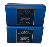 Bath & Body Works Ocean Shea Butter cleansing bar 2-pack packaging in eco wrap for sustainable gifting