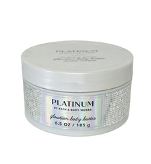 Bath & Body Works Platinum Whipped Body Butter bottle front for luxurious skincare ritual.