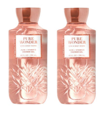 Bath & Body Works Pure Wonder shower gel bottle, two-pack, refreshing cleanse.