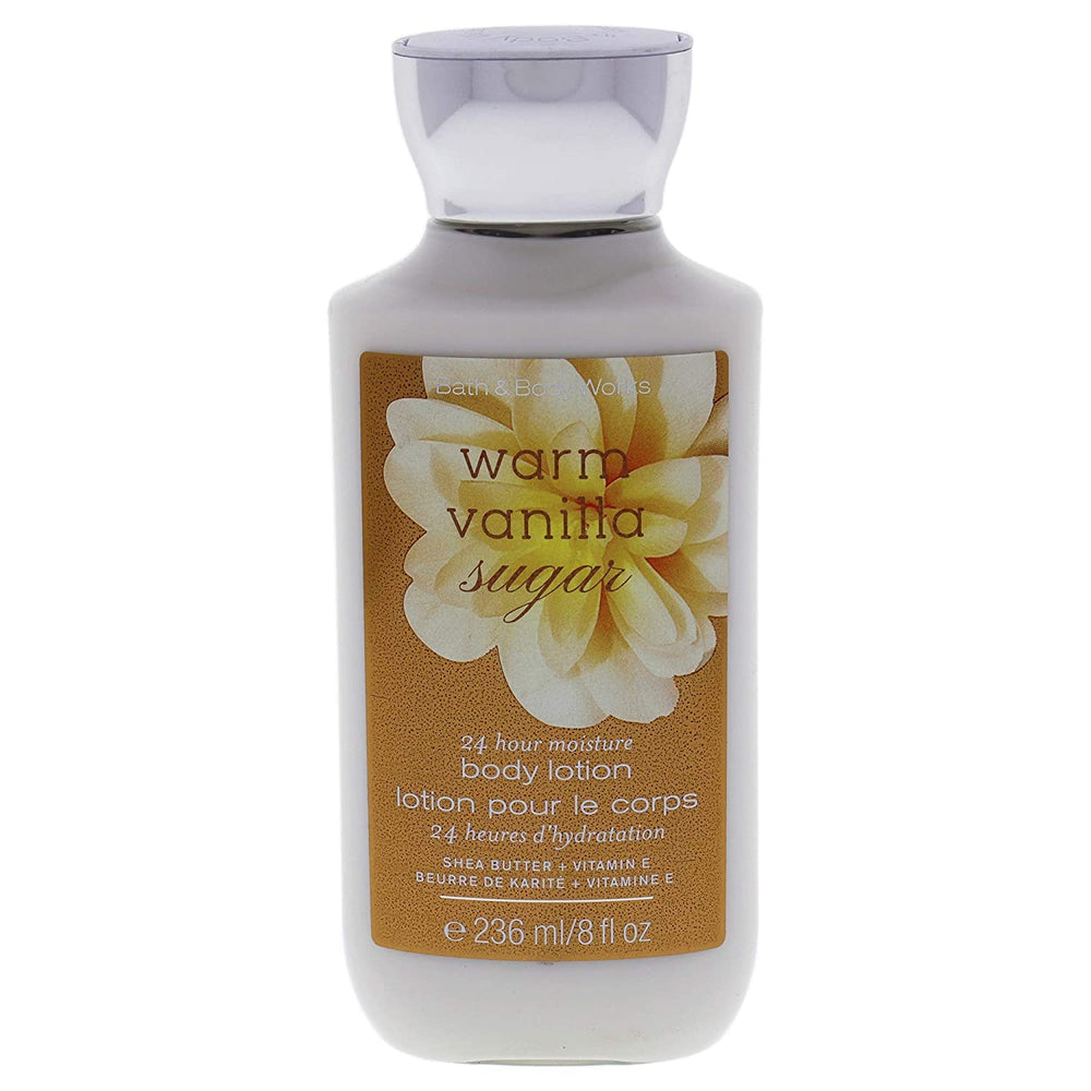 Bath & Body Works Shea Vanilla bottle close-up offering daily nourishment for smooth skin