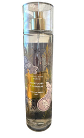 Bath & Body Works Snowflakes & Cashmere spray bottle shows light, layerable fragrance.