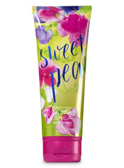 Bath & Body Works Sweet Pea Ultra Shea bottle pour showing rich hydration