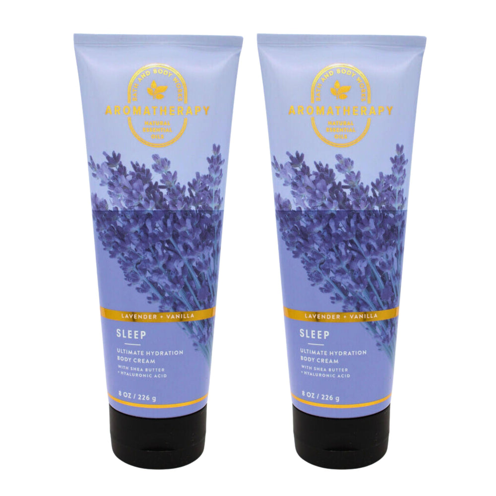 Bath & Body Works Lavender Vanilla Ultra Shea Body Cream bottle for silky, hydrated skin.