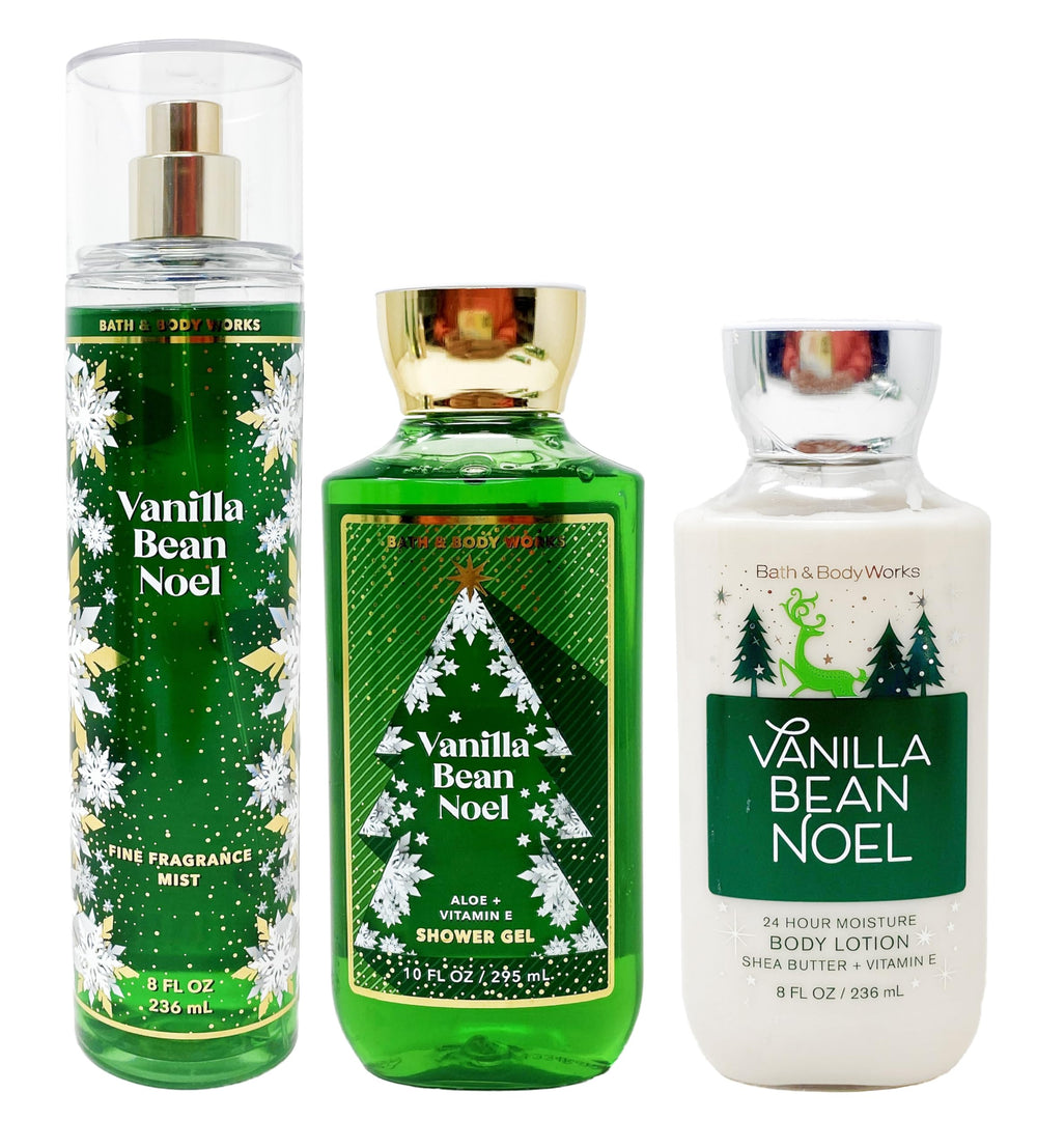 Bath & Body Works Vanilla Bean Noel shower gel pour for rich cleansing.