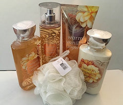 Bath & Body Works Warm Vanilla Sugar Deluxe 5-Piece Gift Set image illustrating at-home pampering and fragrance layering.