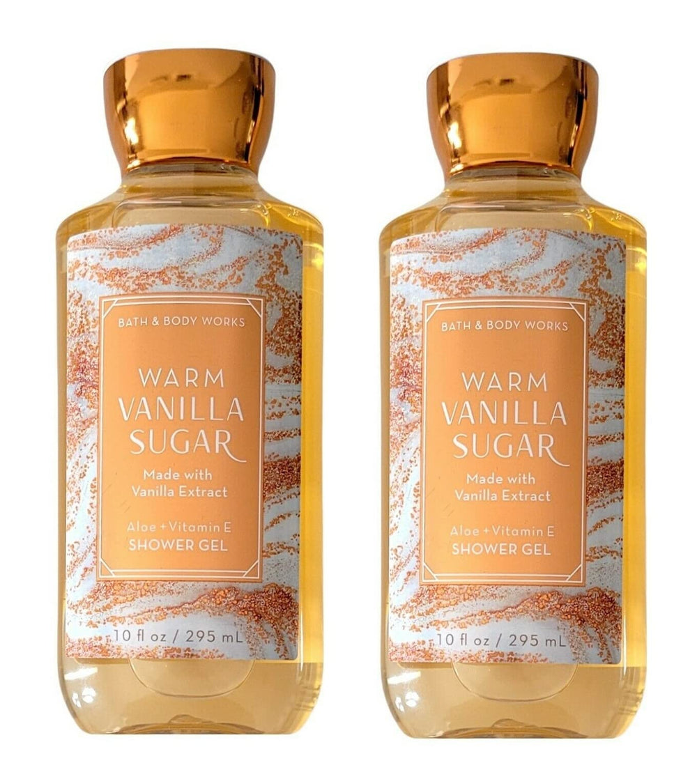 Bath & Body Works Warm Vanilla Sugar Shower Gel 2-pack front view for gifting and daily pampering