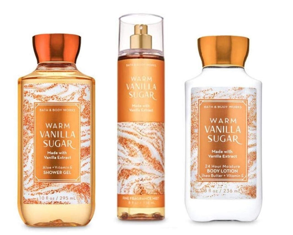 Bath & Body Works Warm Vanilla Sugar shower gel with pump for nourishing, rich lather.