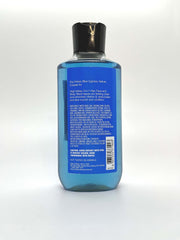 Bath & Body Works Ocean 2-in-1 label closeup highlighting blue cypress and vetiver notes.