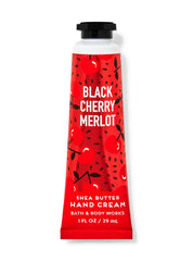 Bath and Body Works Shea Butter Hand Cream Black Cherry Merlot dispenses for quick moisture.