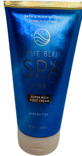 Bath and Body Works True Blue Spa foot cream jar front for deep hydration.