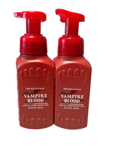 Bath & Body Works Vampire Blood foaming soap bottle closeup signals a refreshing, fruity-floral cleanse.