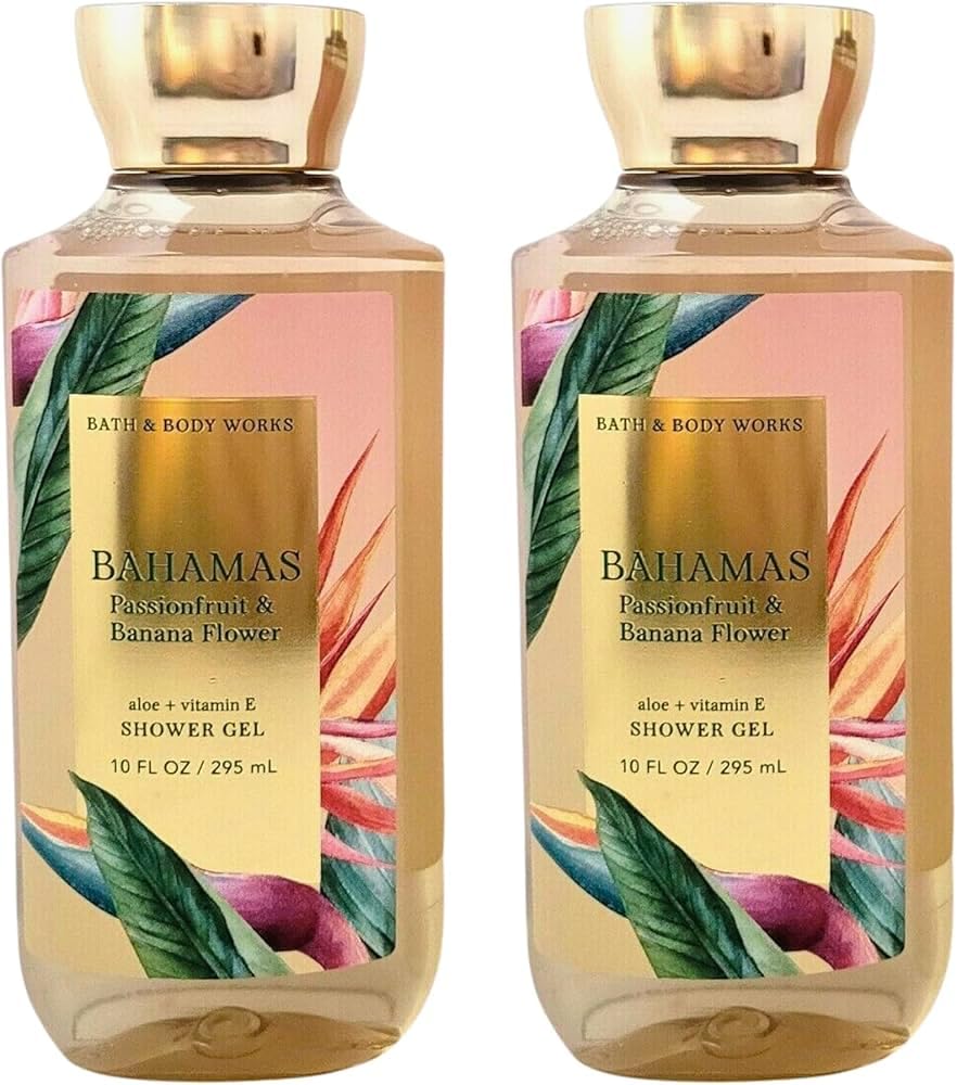 Bath and Body Works Bahamas Passionfruit Banana Flower shower gel bottle for a refreshing daily cleanse.