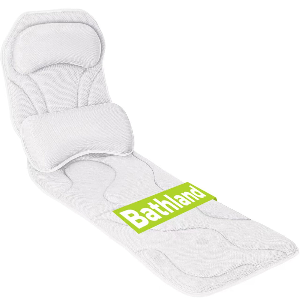 Bathland full body pillow head support delivers neck comfort during a relaxing soak.