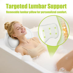 Bathland full body pillow lumbar support eases tension during baths.