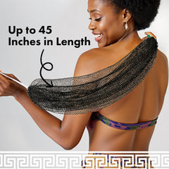 Bathway sponge stretches to fit body contours for full-body exfoliation