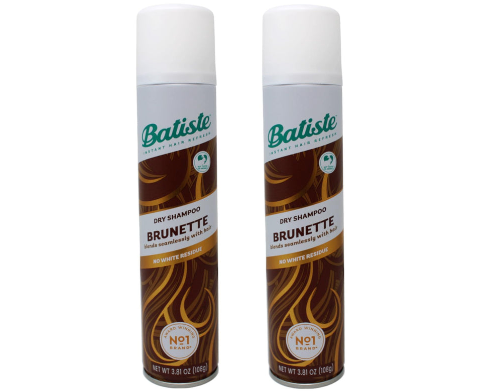 Batiste Dry Shampoo Brunette bottle closeup for quick refresh and oil absorption