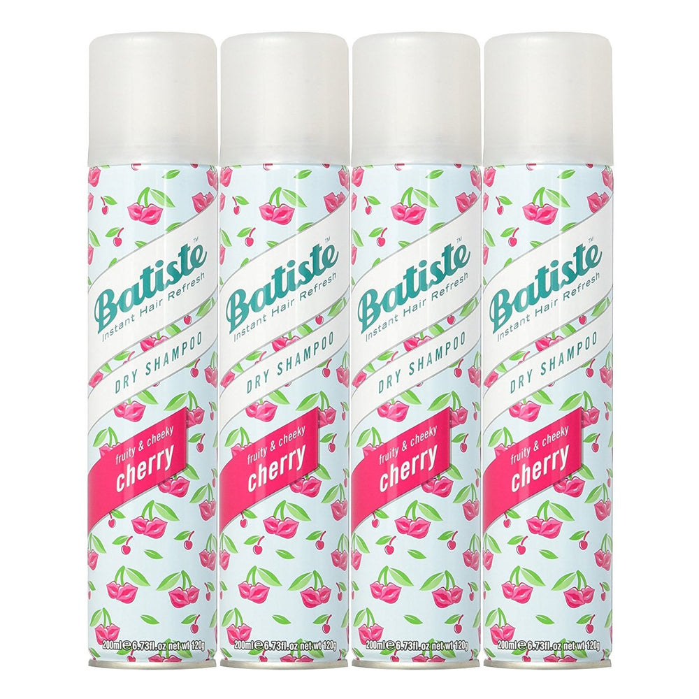 Batiste Cherry dry shampoo bottle close-up for refreshed roots and fragrance