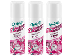 Batiste Floral & Fruity Blush dry shampoo bottle—refreshes roots with a light scent.