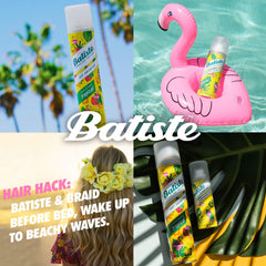 Batiste Tropical fragrance notes coconut vanilla jasmine for subtle scent.
